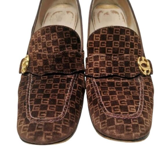 Rare Vintage Gucci Collector Brown Suede G Monogram Heels | Circa 1970s - Picture 7 of 10